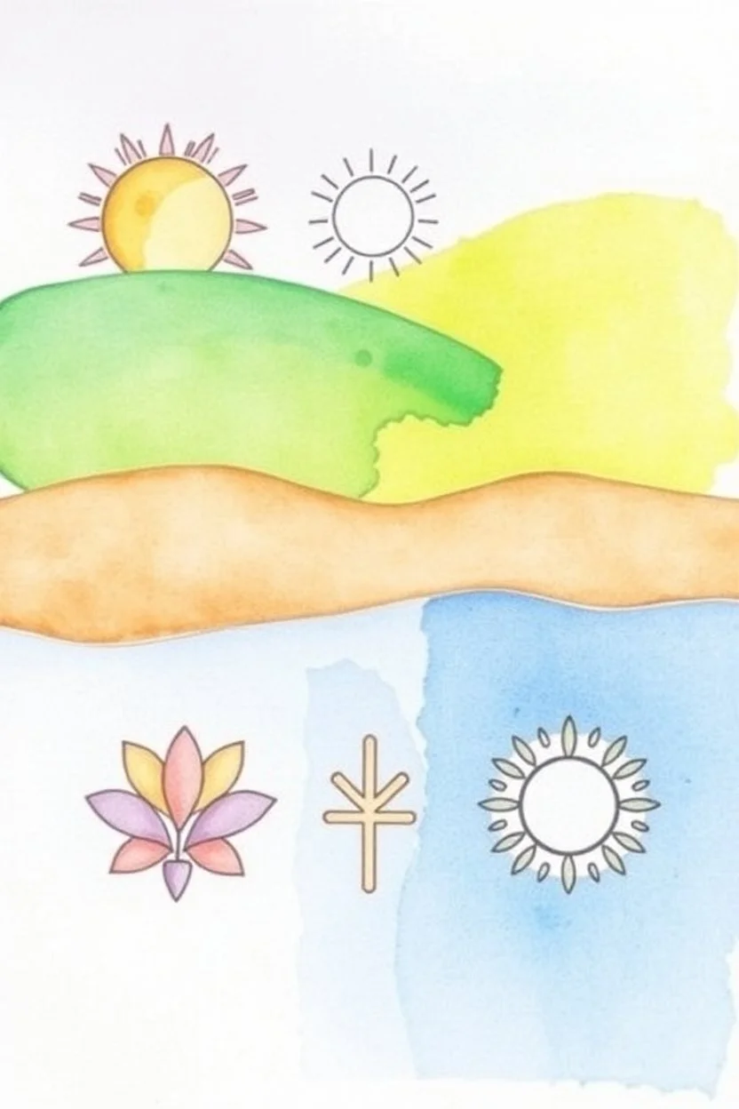 Resilience, , Compassion represented as symbols pastel water colors