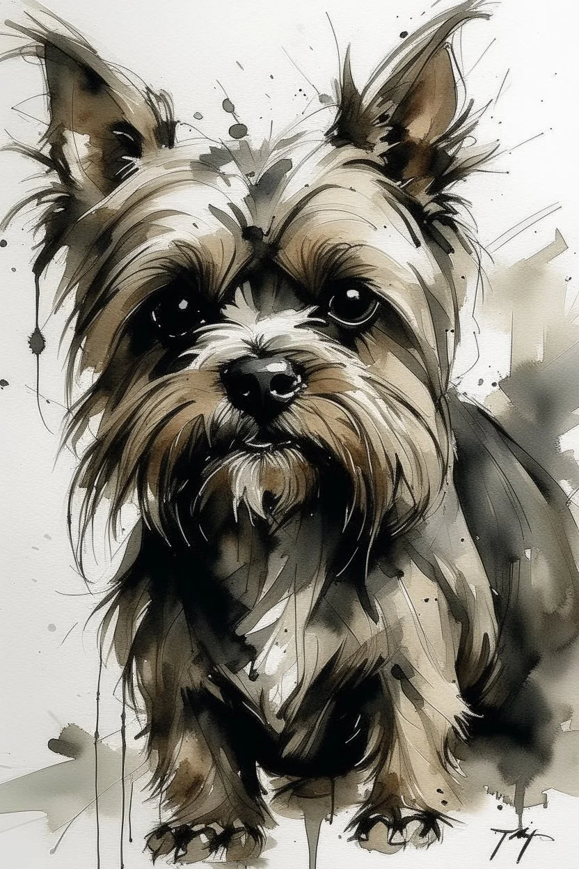 Yorkshire terrier in the style of Willem Haenraets, Yoji Shinkawa, Guy Denning, Florian Nicolle