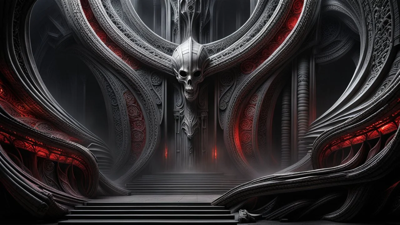 The pit of doom h. r. giger. the naked truth. white and red. smoke and fire. fantasy concept art, exquisite realism, a masterpiece, dynamic lighting, hyperdetailed, intricately detailed, deep color, Unreal Engine, volumetric lighting , Epic cinematic brilliant stunning intricate meticulously detailed dramatic atmospheric maximal,