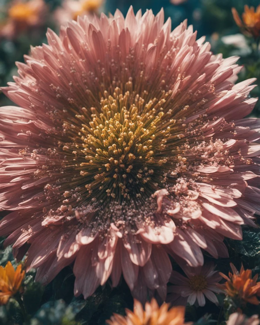 Atomic explosion, made of flowers, ULTRA REALISTIC, details, intricate detail, professional lighting, film lighting, 35mm, anamorphic, lightroom, cinematography, bokeh, lens flare, film grain, hdr10, 8k, Roger Deakins, incredibly detailed, reflect, sharpen