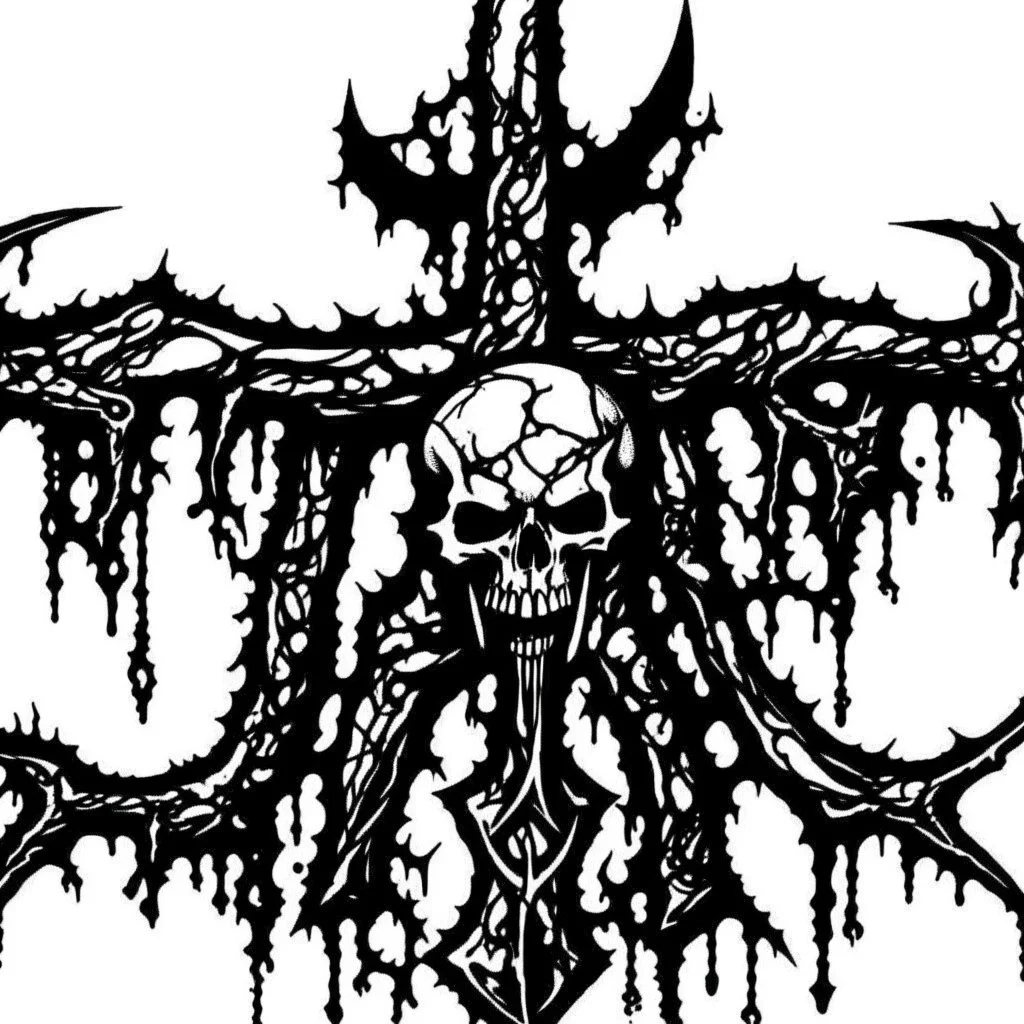 A name of a black metal band ''ISCARIOT'' with a inverted cross