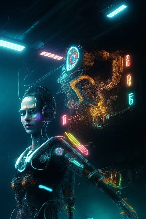 render the immage like cyborg cyberpunk neon