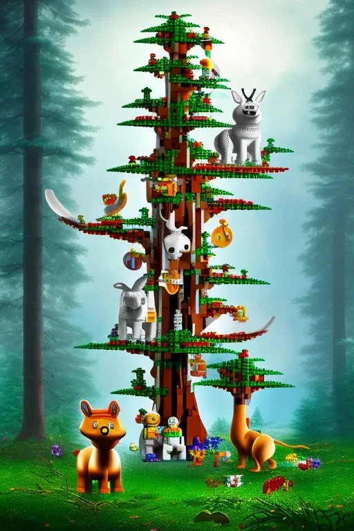 lego tree forest animals children