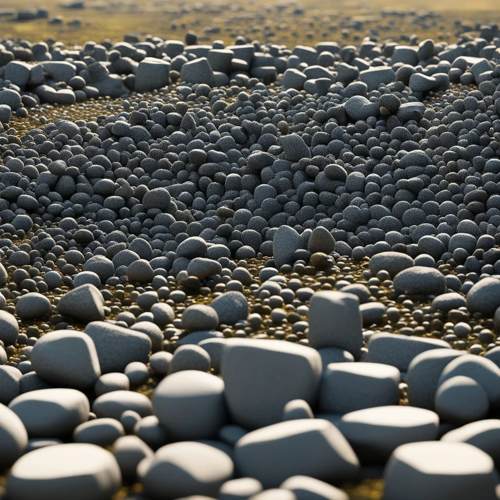 zoom on million of small stones (bokeh high res photo by Ray Harryhausen) fractal Stonehenge made of many little stones, each stone is fractal