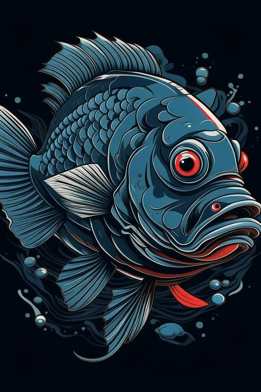 A ilustration FISH, t-shirt design, no black ground, vector, 4k