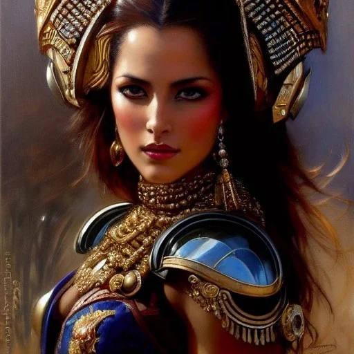 portrait beautiful faceClara de , busty,ancient metal armor balanciaga fashion clothe painting by gaston bussiere, greg rutkowski, yoji shinkawa, yoshitaka amano, tsutomu nihei, donato giancola, tim hildebrandt, oil on canvas, cinematic composition, extreme detail,fit full head inside picture,16k