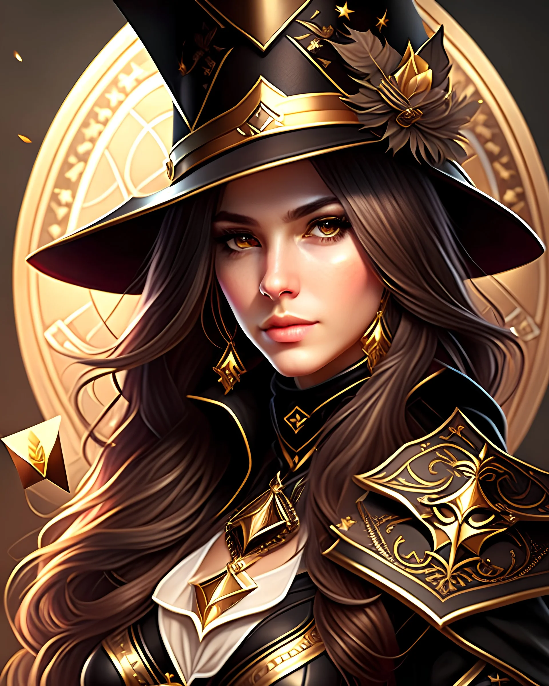 Card wizard Girl, Black and Gold, game style