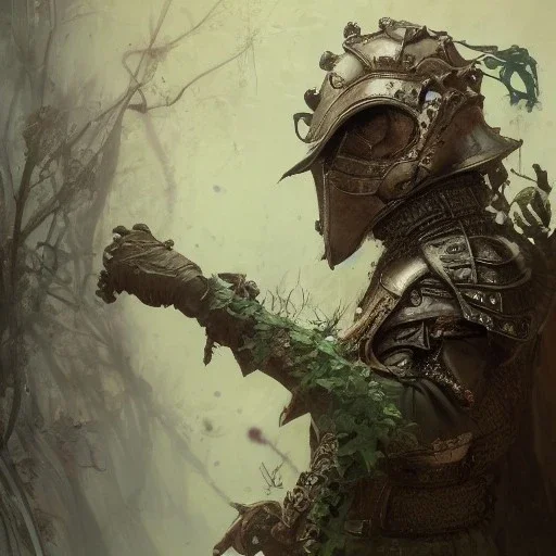 Insanely detailed photograph of an “portrait of an D&D fighter wearing a ivy colored medium armor”, intricate calvary hat, stern clear face and hyperdetailed painting by Ismail Inceoglu Huang Guangjian and Dan Witz CGSociety ZBrush Central fantasy art album cover art,8K, hdr, epic, mysterious, ominous, hands focused on a glowing D20, jewelry, motivated