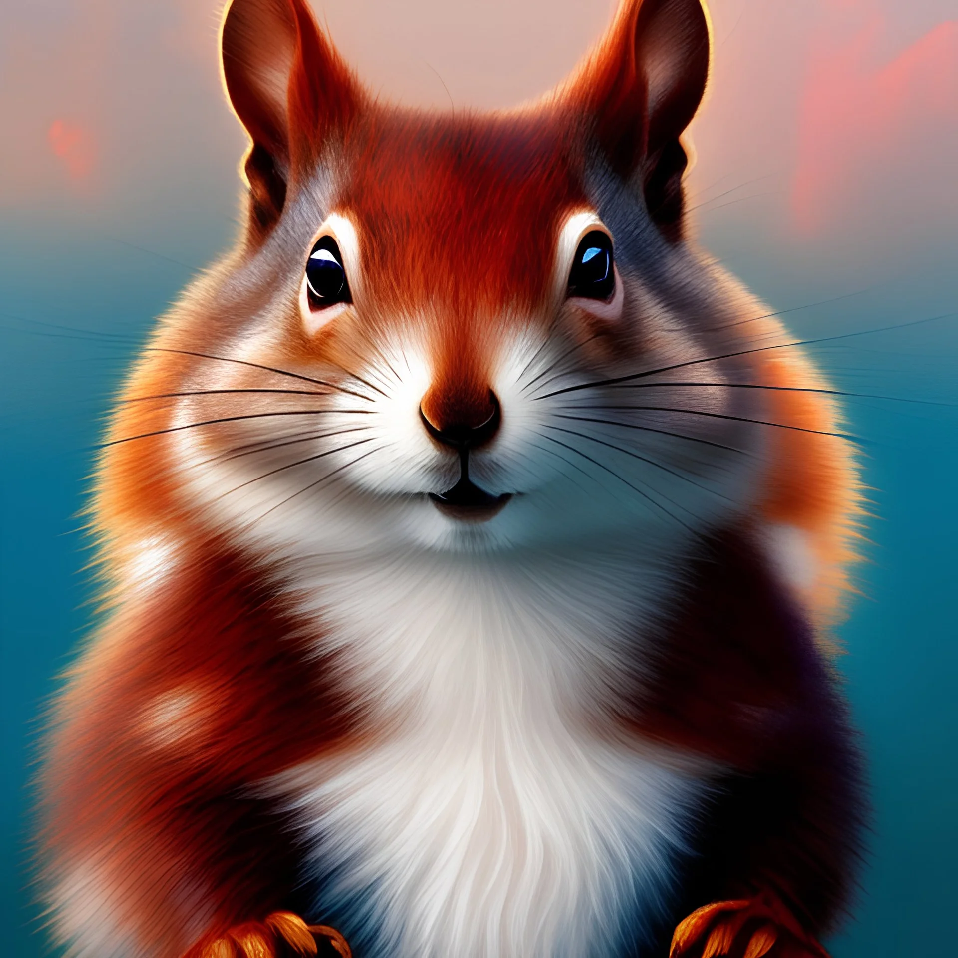 Portrait of squirrel : : wes anderson style :: : glossy magazine print, Body on magic sparkles :: : lithograph, ink drawing :: : trending on artstation, by Jean-Honoré Fragonard, Peter mohrbacher, hyper realism, insane details