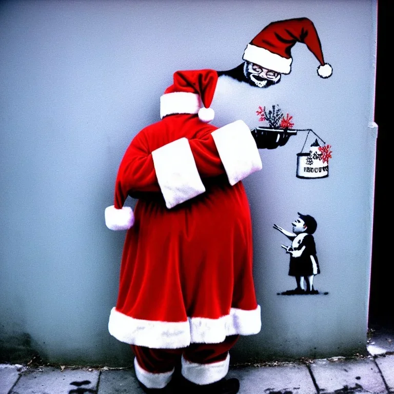 santa, 35mm film camera, banksy