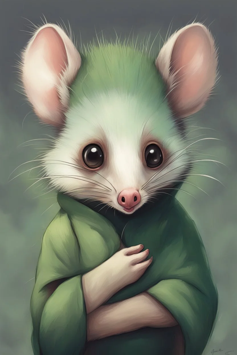 Green opossum cute art