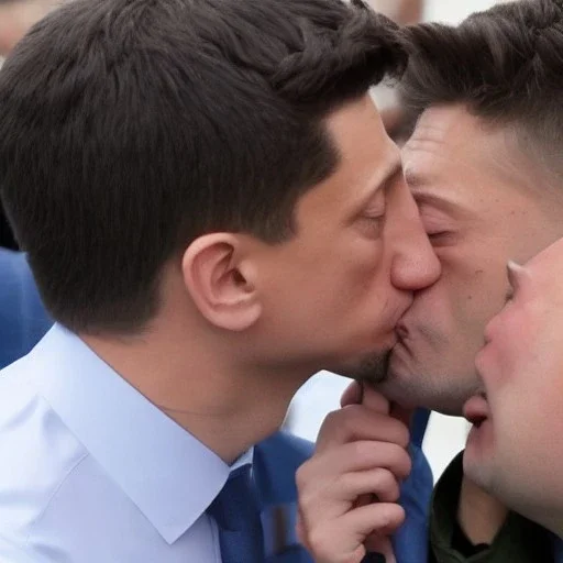 Vladmir kissing Zelensky