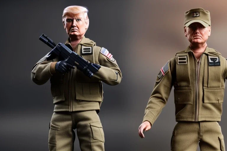 G.I. Joe doll soldier Donald Trump, gun,boots, helmet, high definition, elbow, legs