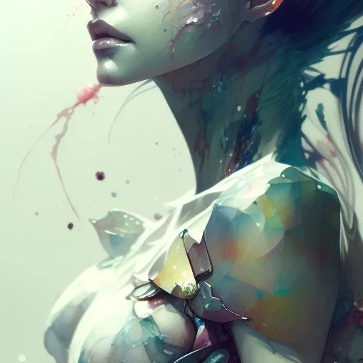  alce, nest, face, 3D, leaning pose, watercolor illustration by <agnes cecile> <Yoji Shinkawa>,