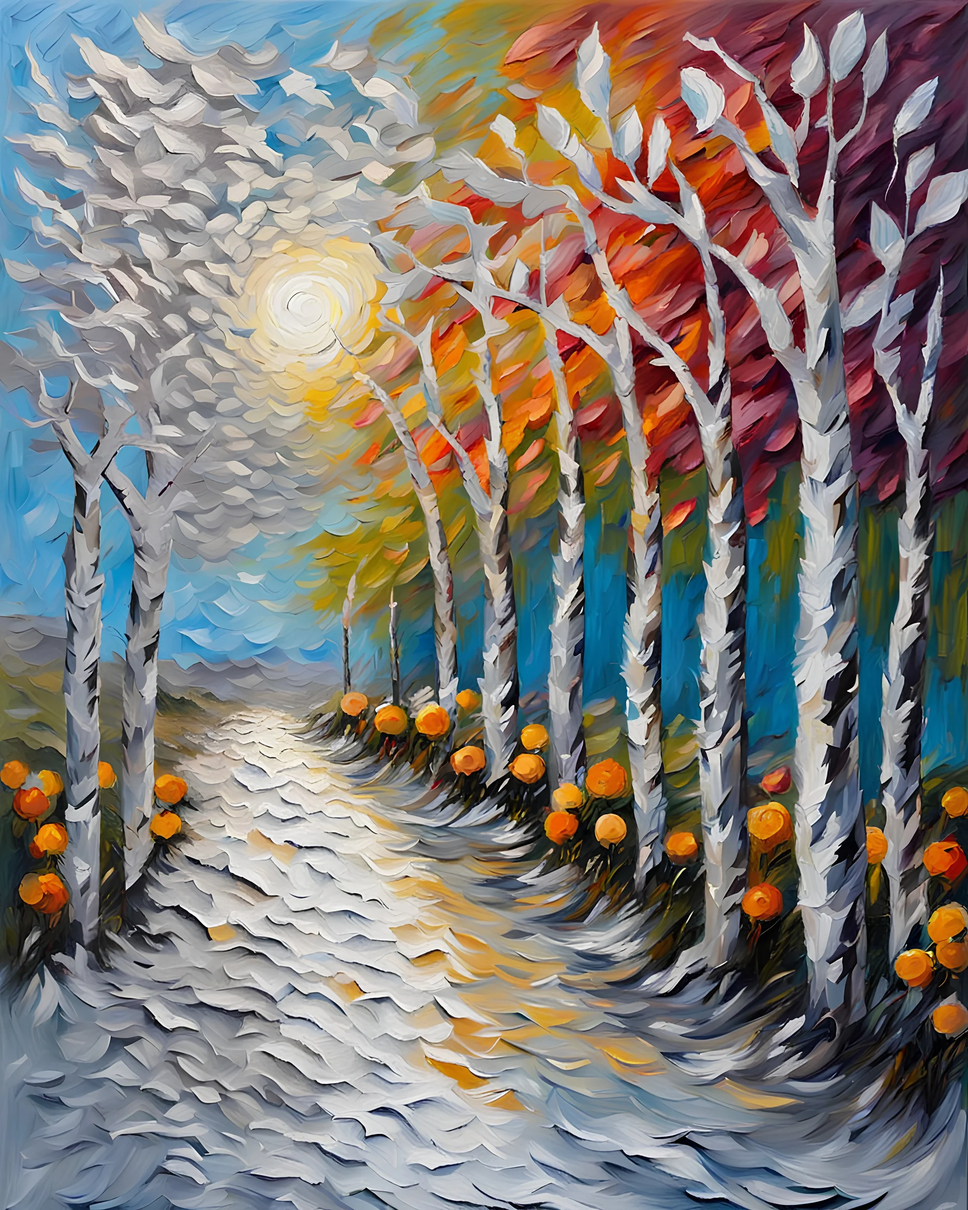 romantic-impressionism expressionist style oil painting,-impressionist impasto acrylic painting, thick layers of silver textured paint,ultra reality,bright colors,8k,thick white paint,silver and white,