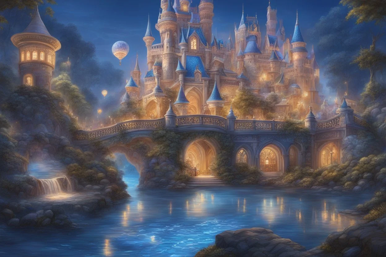 Fantasy world in Disney artstyle , blue and white colors, baby theme, Balon, intricate details, highly detailed, neon eyes, high details, detailed portrait, masterpiece,ultra detailed, ultra quality