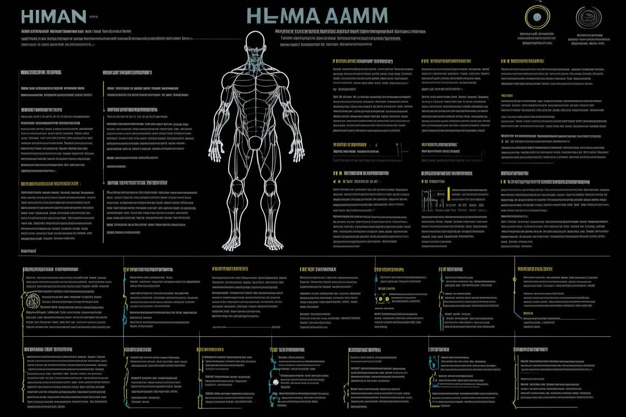 infographic about humans, black background, big text