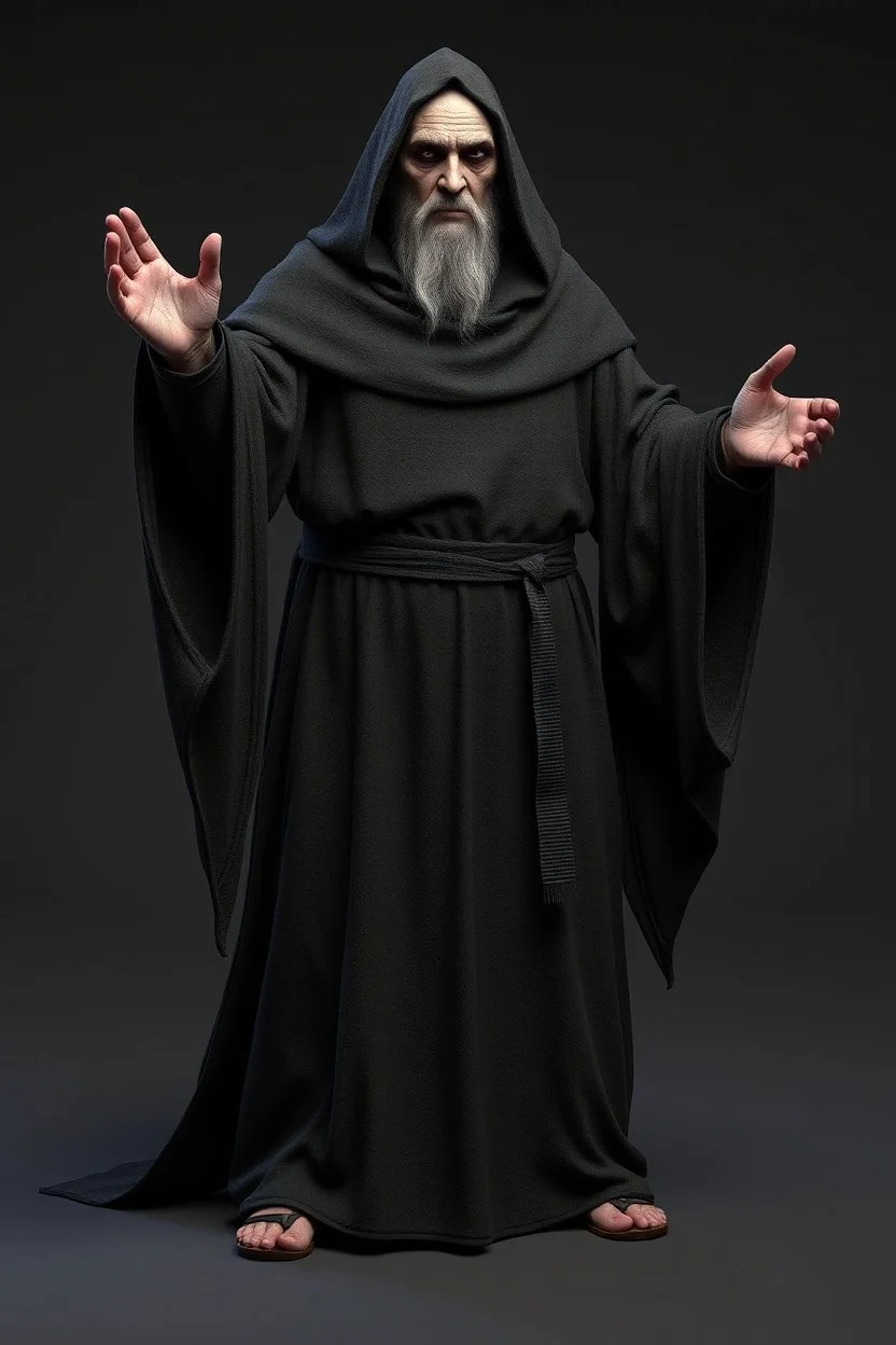 russian monk for a horror ,3d model, t-pose, full length