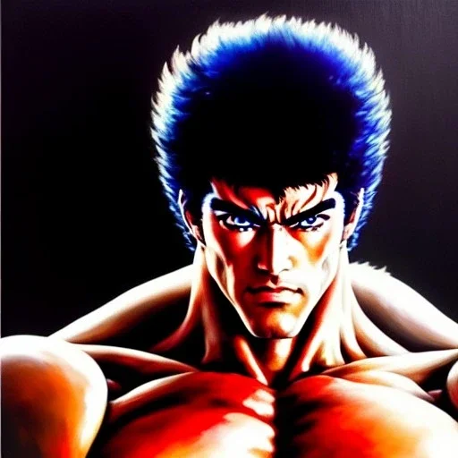 portrait of 'Kenshiro-Fist of the North Star', painting by gaston bussiere, greg rutkowski, yoji shinkawa, yoshitaka amano, tsutomu nihei, donato giancola, tim hildebrandt, oil on canvas, cinematic composition, extreme detail,fit full head inside picture,16k