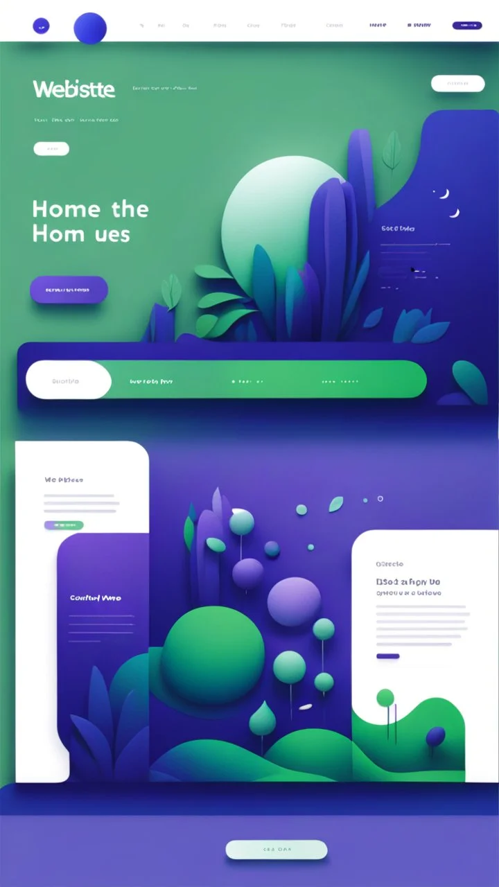 simple art style that show webiste's home page use bright green and dark blue-purple