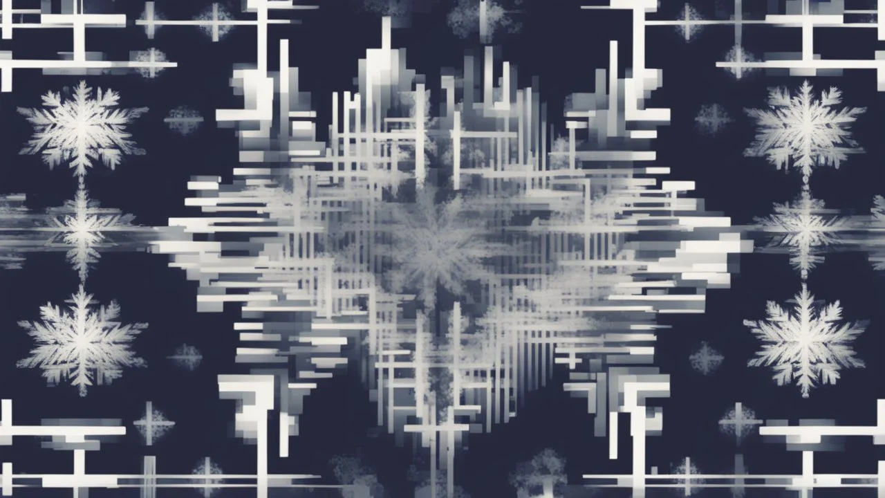 digital glitch pattern snowflake geometric abstraction