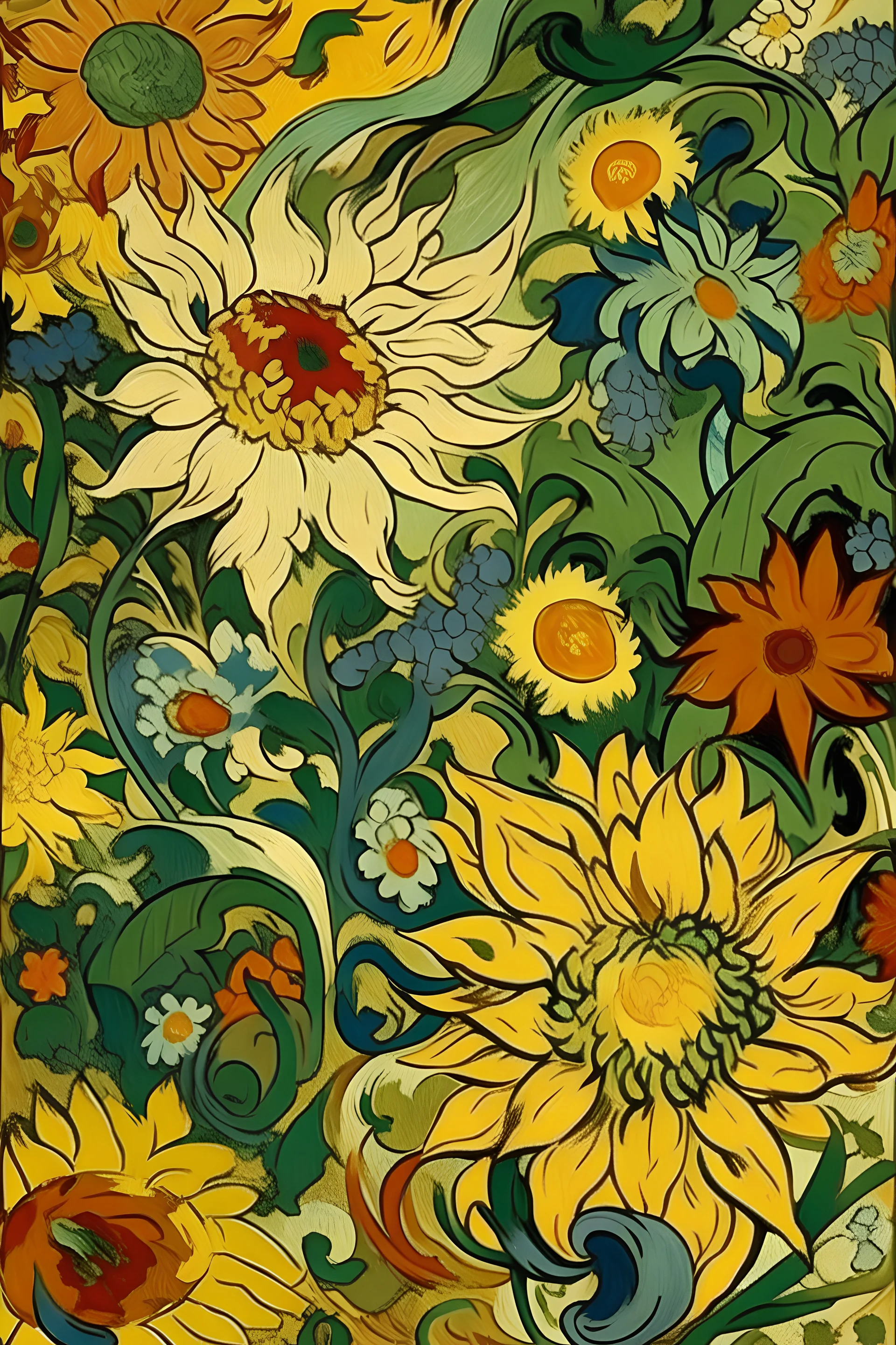 Pattern of flowers by vám gogh
