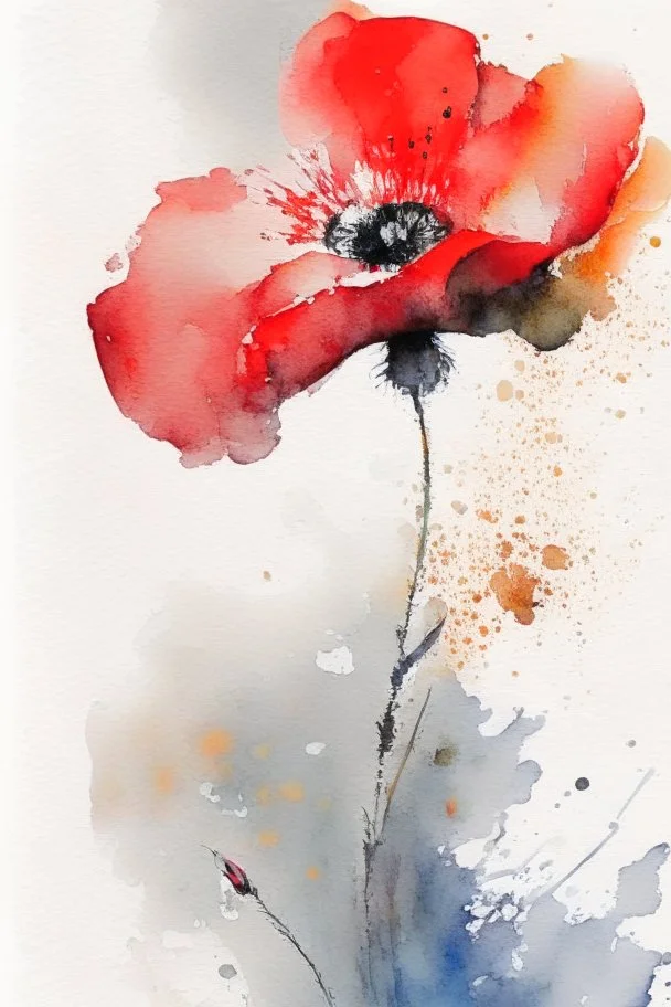 abstract watercolour poppy in the style of jean haines