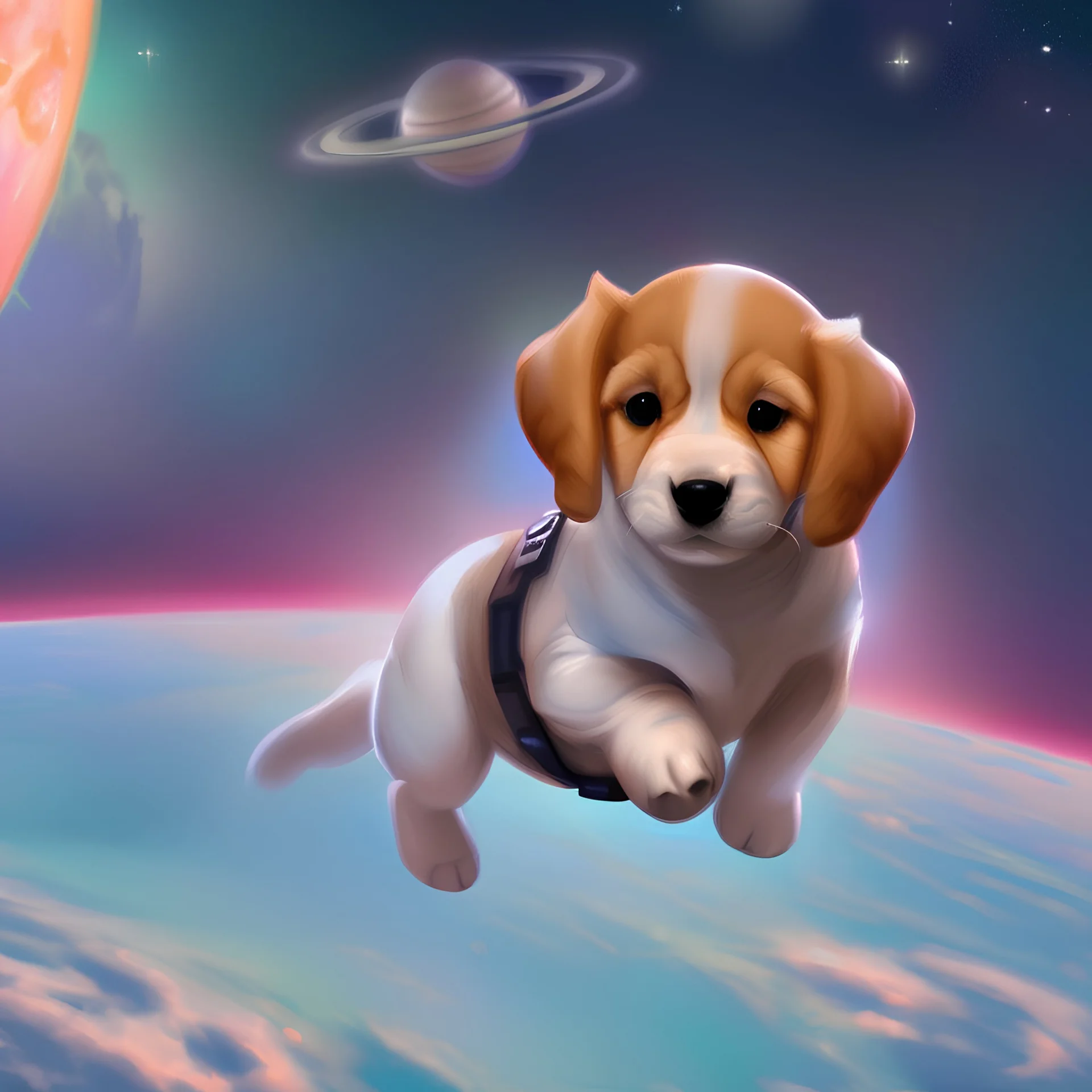 A puppy in space