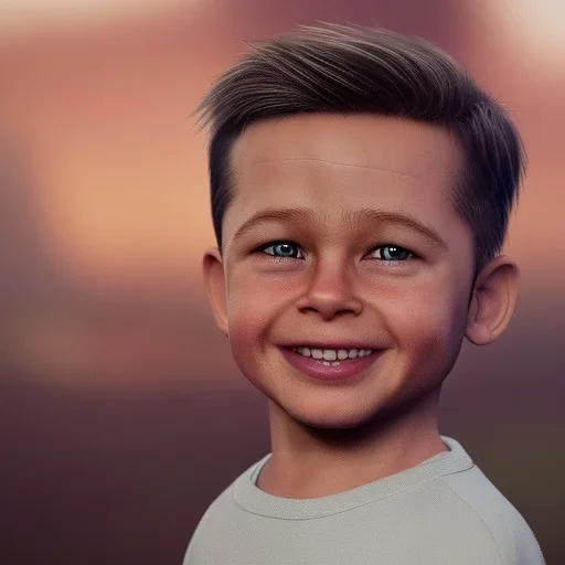 Brad Pitt toddler, smile, full body, hyper realistic