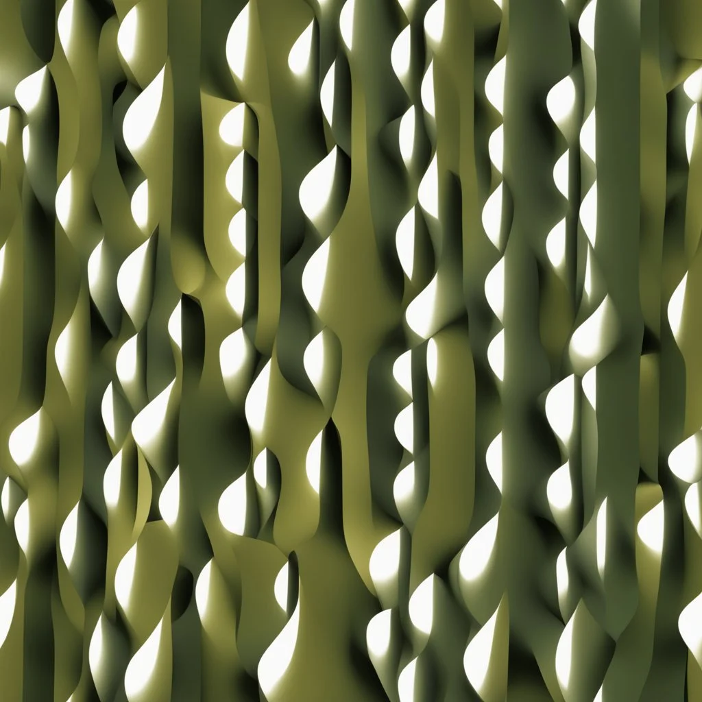 A building inspired by olive kernels, rendered in a contemporary abstract style.