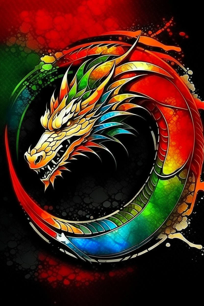 dragon paint logo, leather background