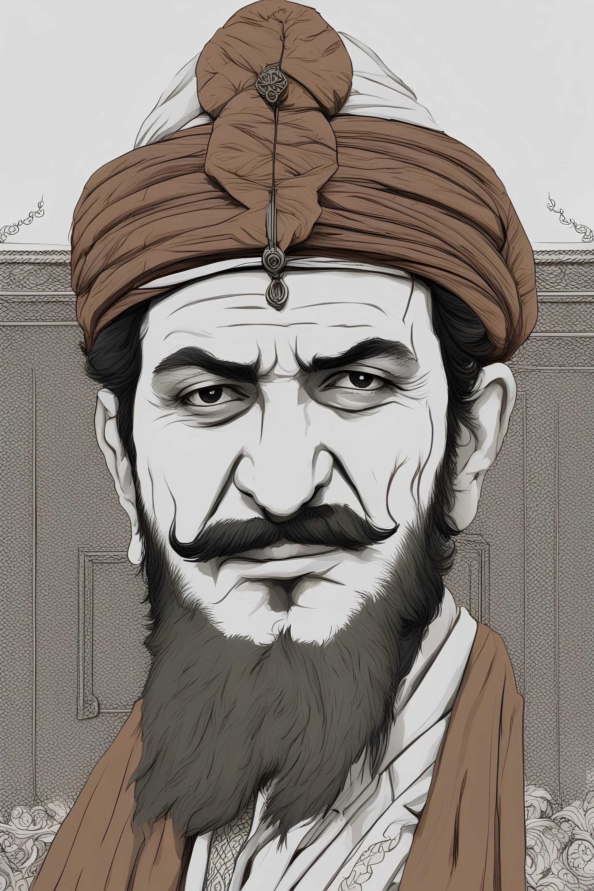 Bedir_Khan_Pasha_(Bedir_Khan_Beg), میر بدرخان، Digital Painting, color, sketch, minimal, drawing, illustration,