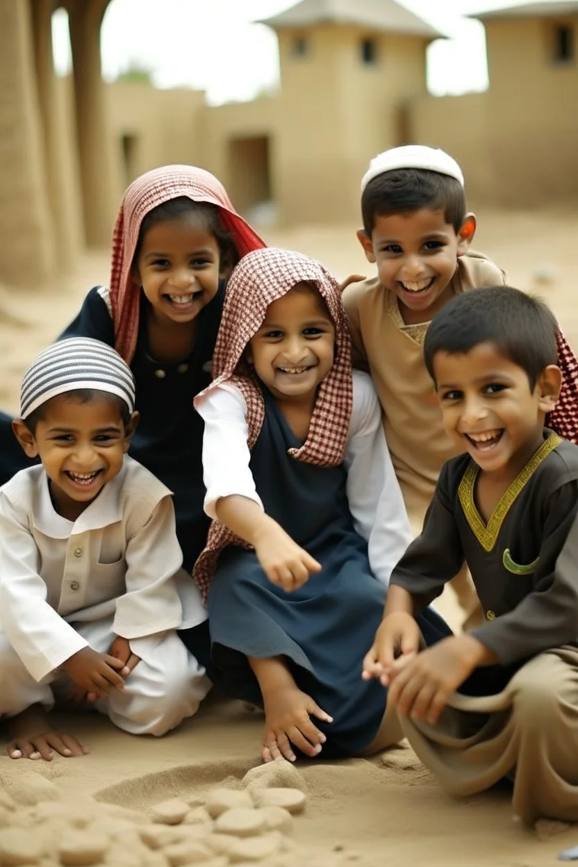 A group of Saudi children playing