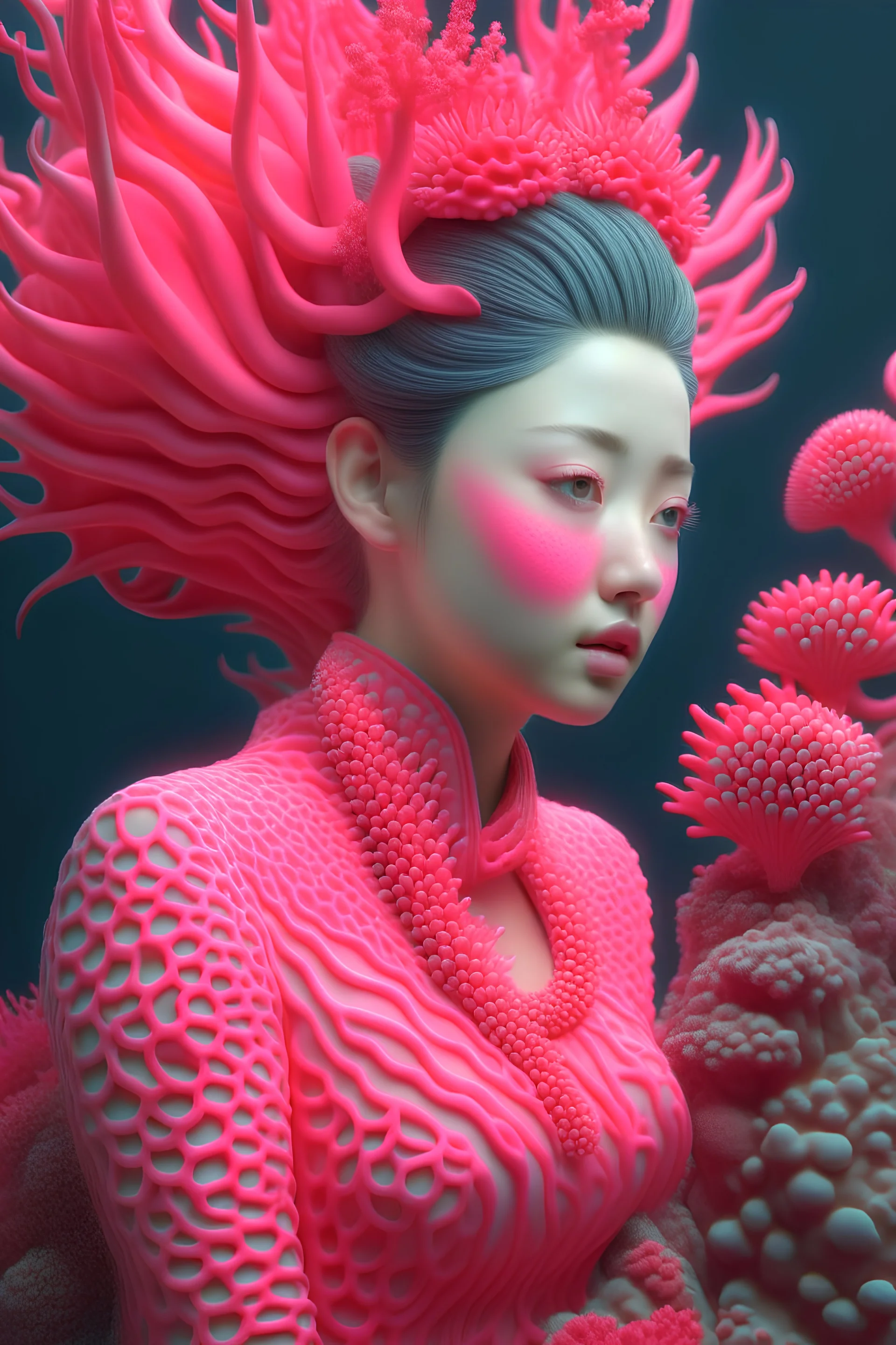 Coral creature , 3d 4k octane render, lifelike, photorealistic, artstation, illustration, smooth, sharp focus, ornate, intricate, complex, highly detailed, digital painting, smooth, art by tom bagshaw, akihiko yosh