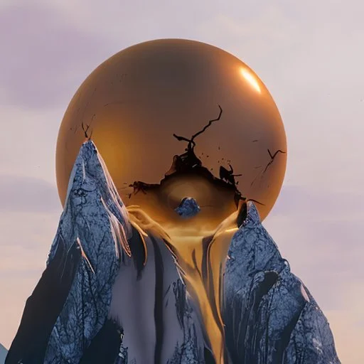 the broken sun melts down the mountain
