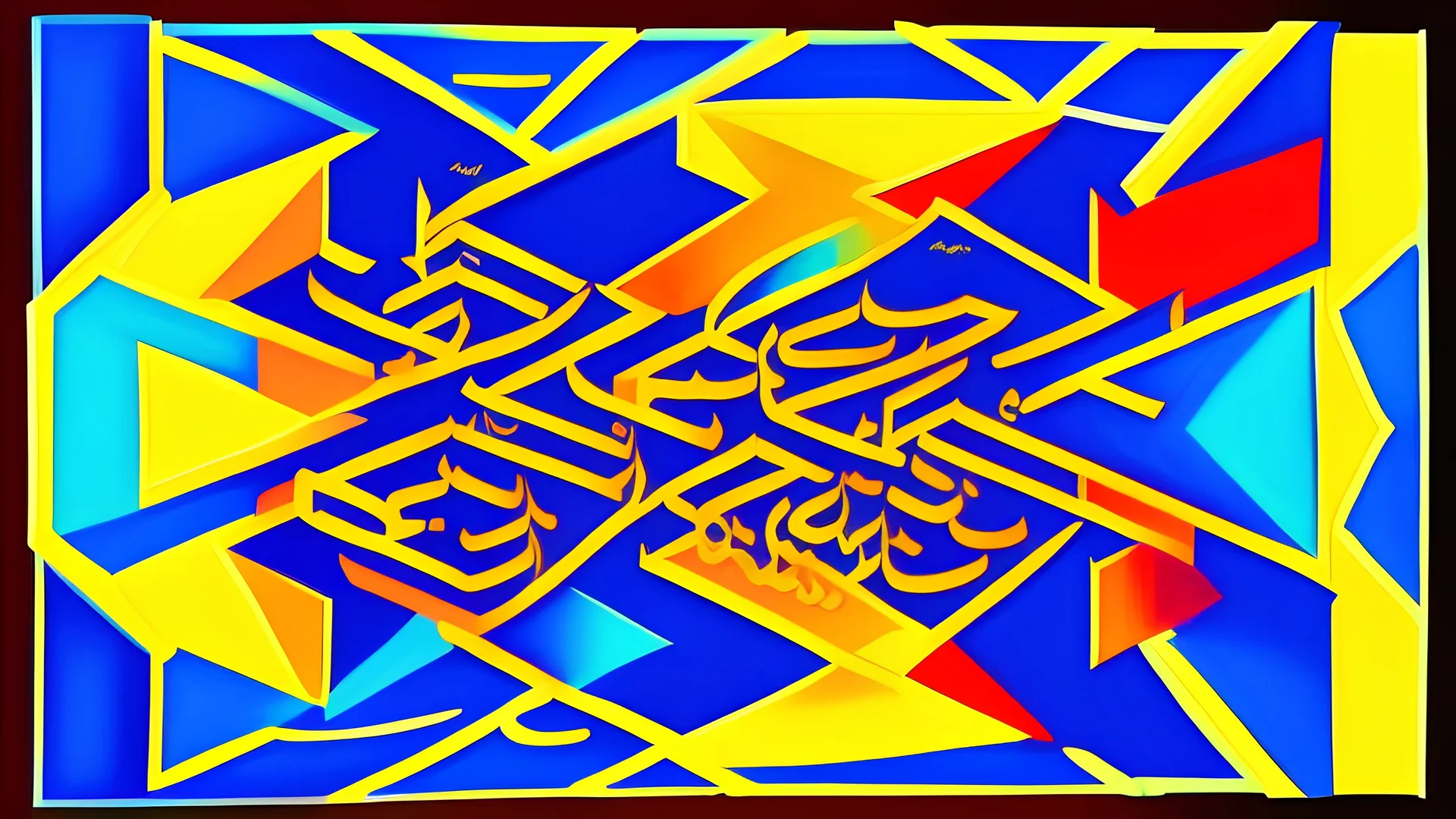 ارسم لوحة فنية بزخارف هندسة للخط العربي بألوان فلاش زاهية