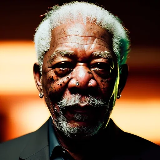 Morgan Freeman , closed eyes, rtx, reflection, 8k, glow, winning photography, caustics