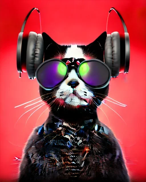 cat dj wearing sunglasses and headphones at a rave too cool for school