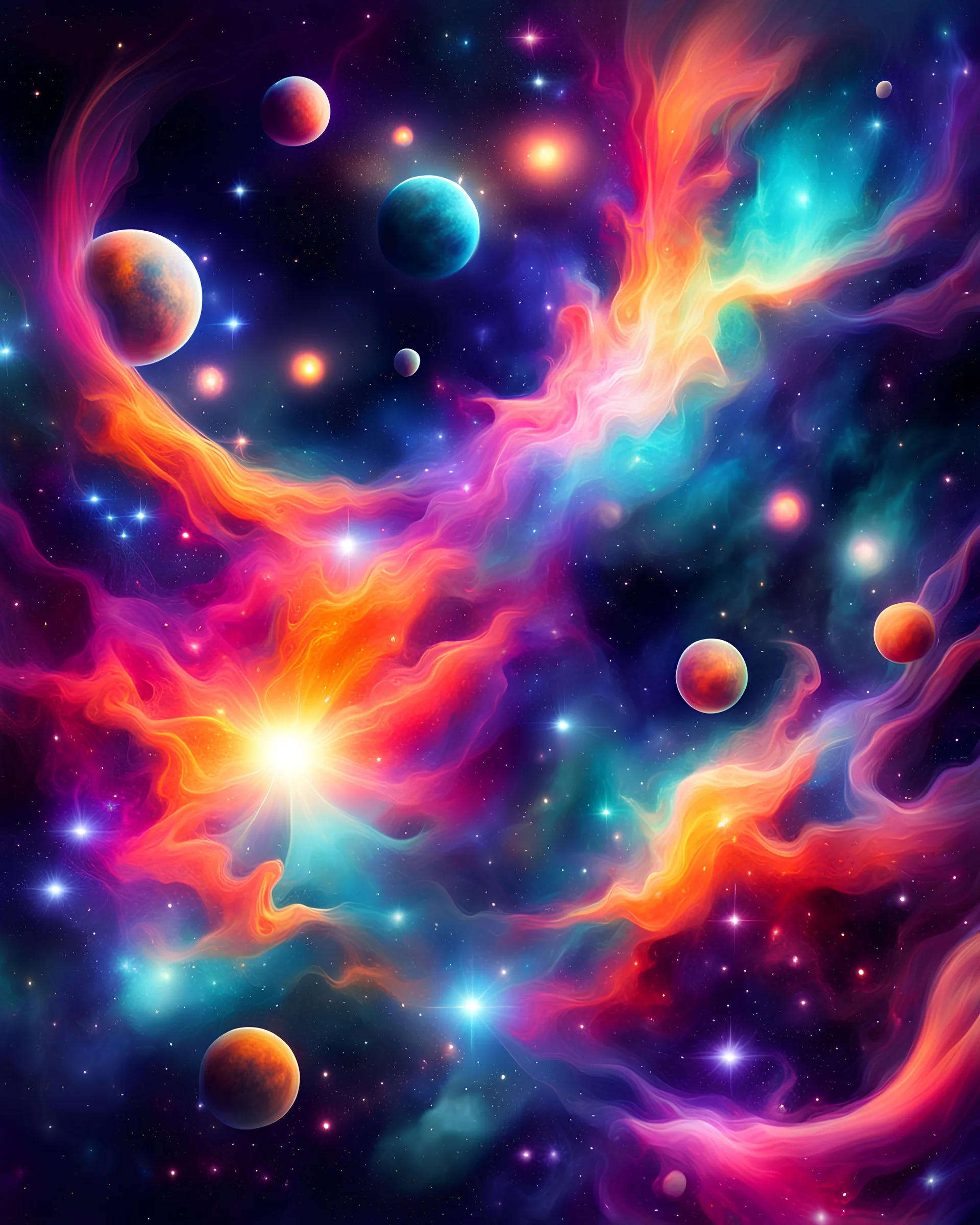 fabulous mystical outer space abstraction in bright colors