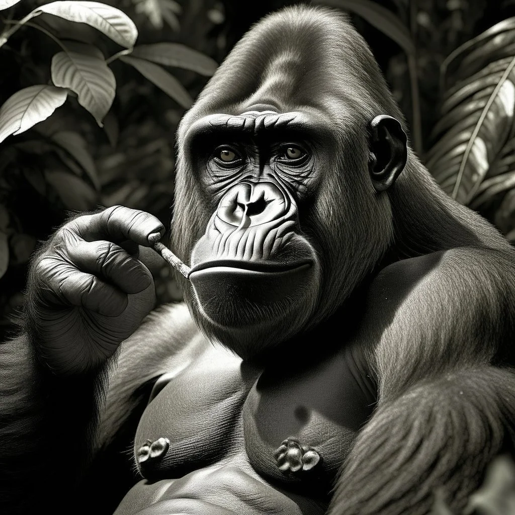 a gorilla that joined the mafia, smoking a cigar