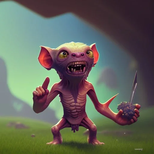 Clash of clans art style of cute gollum inside cave, full body, by mobeius, au naturel, hyper detailed, digital art, trending in artstation, cinematic lighting, studio quality, smooth render, unreal engine 5 rendered, octane rendered, art style by klimt and nixeu and ian sprigger and wlop and krenz cushart