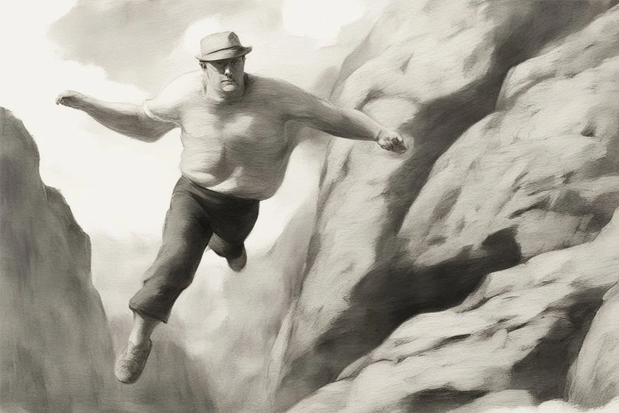 man jumping from the cliff by phil hale