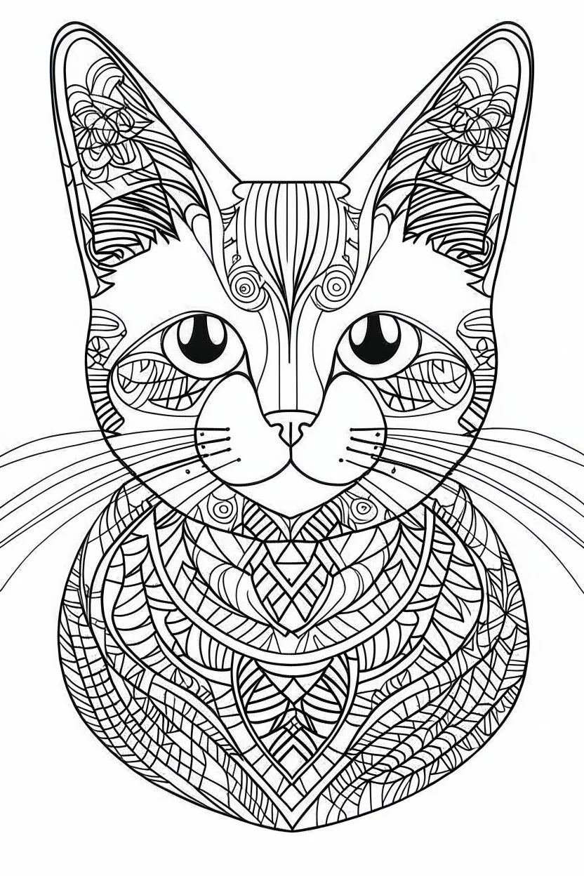 create a very simple image of a cat for colouring book in black and white lines