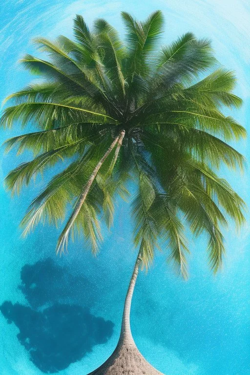 A coconut trees in Indonesia with clear blue skyand sea Impresionisme abstract art