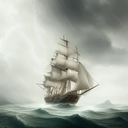 edge of the world, storm, ship, monster