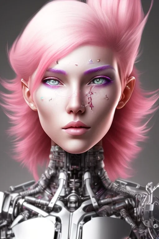 cyborg, pink hair,seven