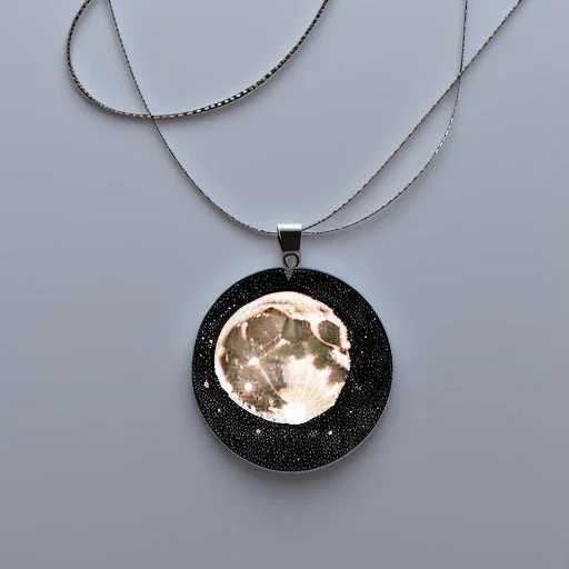 necklace with a simple, elegant design featuring a single, shimmering polyester in moon pendant