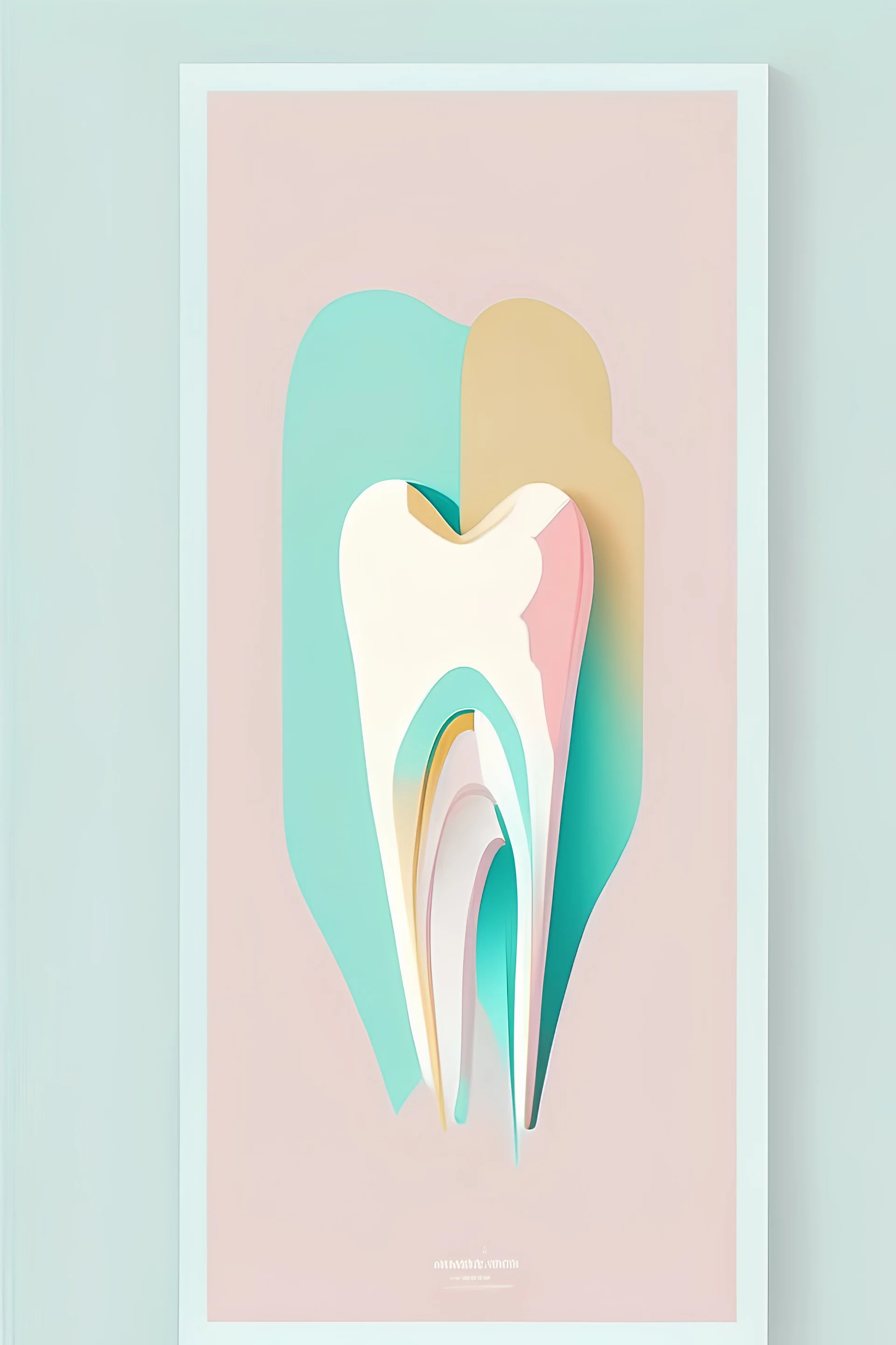 Die cut poster, tooth poster, white background, minimalism illustration, vector, pastel colors