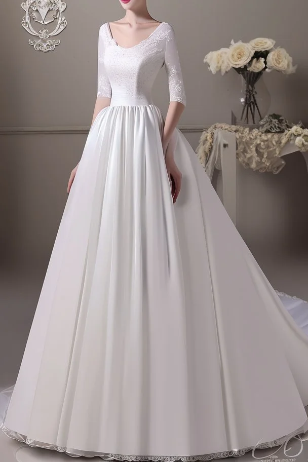 Long Luxurious White Wedding Dress