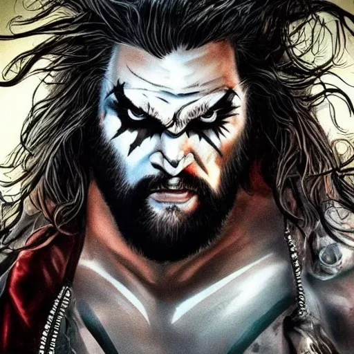 Jason Momoa as lobo from dc comics, dramatic light, high detail, cinematic, vignette